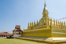 Pha That Luang (or Great Stupa) Is The One Attractive Landmark Of Vientiane City Of Laos.
