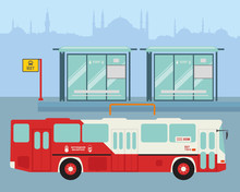 Istanbul Nostalgic Transport Bus And Istanbul  View