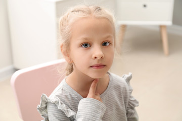 Poster - Little girl at speech therapist office