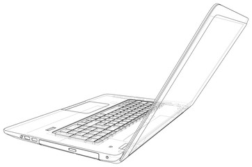 Aufkleber - vector outline of laptop computer. created illustration of 3d