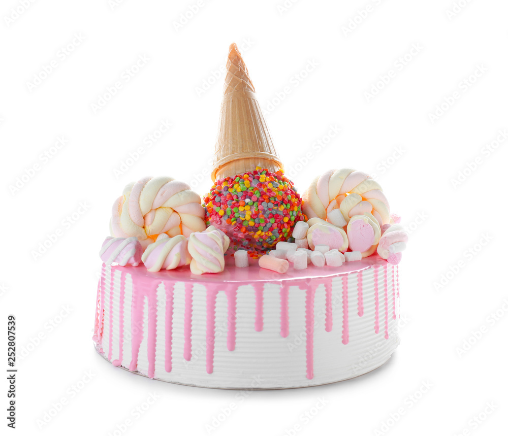 Beautiful cake on white background