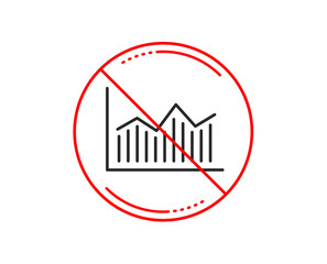Poster - No or stop sign. Financial chart line icon. Economic graph sign. Stock exchange symbol. Business investment. Caution prohibited ban stop symbol. No  icon design.  Vector