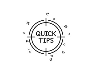 Poster - Quick tips aim line icon. Helpful tricks target sign. Geometric shapes. Random cross elements. Linear Tips icon design. Vector
