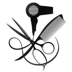 Wall Mural - Scissors and comb design for a beauty salon