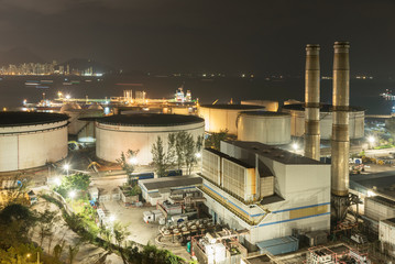 Power plant in Hong Kong at night