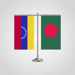 Wall Mural - Table stand with flags of Venezuela and Bangladesh. Two flag. Flag pole. Symbolizing the cooperation between the two countries. Table flags