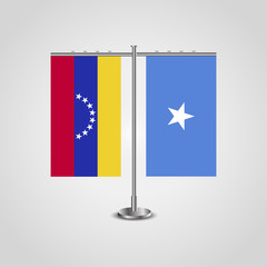 Wall Mural - Table stand with flags of Venezuela and Somalia. Two flag. Flag pole. Symbolizing the cooperation between the two countries. Table flags