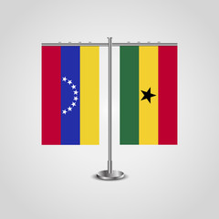 Wall Mural - Table stand with flags of Venezuela and Ghana. Two flag. Flag pole. Symbolizing the cooperation between the two countries. Table flags