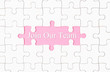 © gamjai - Join Our Team text with white jigsaw puzzle board.