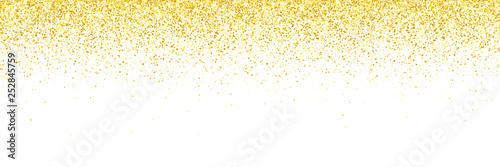 Photographie Wide gold glitter falling particles on white background. Vector