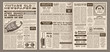 Vintage newspaper template. Retro newspapers page, old news headline and journal pages grid vector illustration layout