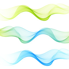 Wall Mural - Set of abstract waves background.Blue, green wave.