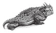 Texas horned lizard (Phrynosoma cornutum) / vintage illustration from Meyers Konversations-Lexikon 1897