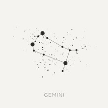 Star Constellation Zodiac Gemini Black White Vector