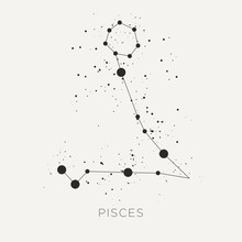 Star Constellation Zodiac Pisces Black White Vector