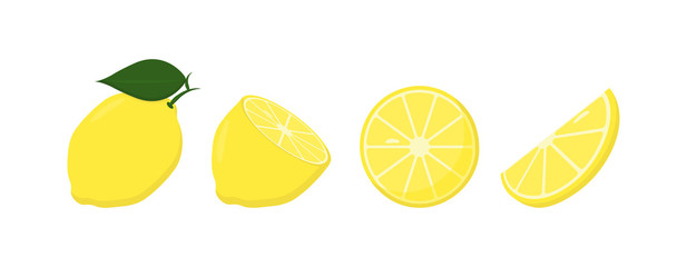 Wall Mural - Fresh lemon fruits, in different condition, vector