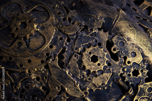 Old gold metal machanic part textured background Fototapete