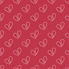 Aufkleber - Broken Heart vector concept linear geometric red seamless pattern or background