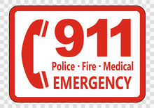 Call 911 Sign On Transparent Background