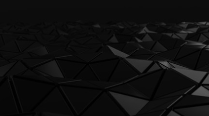  Elegance black triangular abstract background, Glossiness surface. 3d Rendering