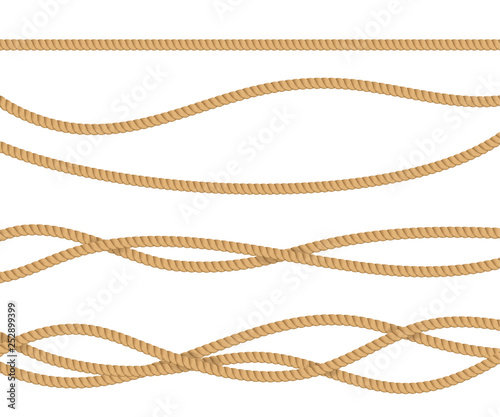 Fotomural Realistic 3d Detailed Rope for Decoration. Vector