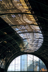  Industrial architectural background with dark interior