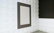 © COK House - Empty interior with white and brown walls. Bathroom.. 3D rendering. Mockup. Blank paintings.