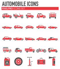 Poster - Cars icons set on white background for graphic and web design. Simple vector sign. Internet concept symbol for website button or mobile app.