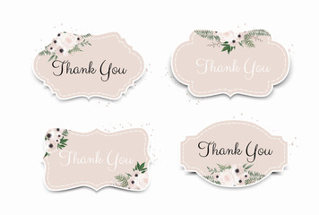 Wall Mural - Vector set. Vintage labels with flowers. Frame border with copy space