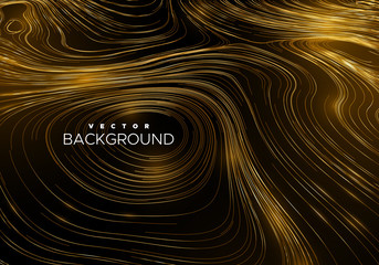Wall Mural - abstract background with curled linear golden pattern.