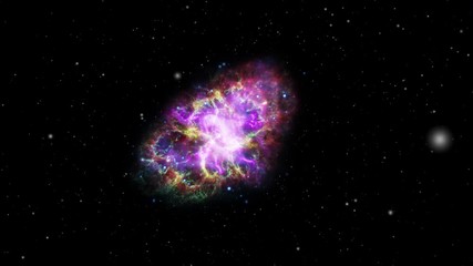 Wall Mural - Crab nebula space exploration animation. Contains public domain image from Nasa