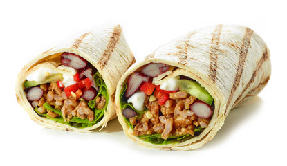 Sticker - Tortilla wrap with fried minced meat and vegetables