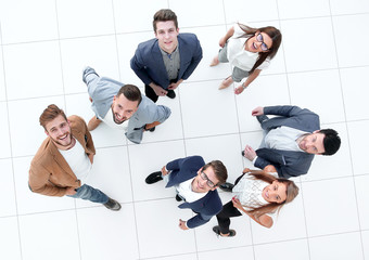 Wall Mural - top view.a group of happy young people