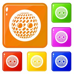 Poster - Disco button icons set collection vector 6 color isolated on white background
