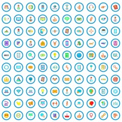 Poster - 100 communication icons set in cartoon style for any design vector illustration