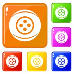 Poster - Clothing button icons set collection vector 6 color isolated on white background
