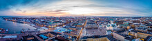 Aerial Sunset View Of Helsinki In Winter Time, Finland