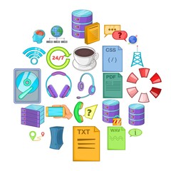 Poster - Data center icons set. Cartoon set of 25 data center vector icons for web isolated on white background