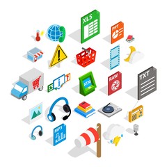 Poster - Call centre icons set. Isometric set of 25 call centre vector icons for web isolated on white background