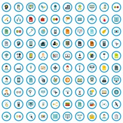 Poster - 100 communication icons set in flat style for any design vector illustration