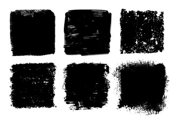Poster - Vector set of big hand drawn brush strokes, stains for backdrops. Monochrome design elements set. One color monochrome artistic hand drawn backgrounds square shapes.