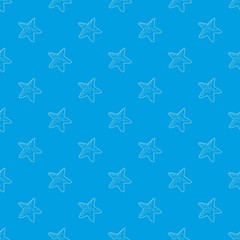 Wall Mural - Starfish pattern vector seamless blue repeat for any use