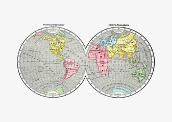 Wall Mural - Antique world map drawing