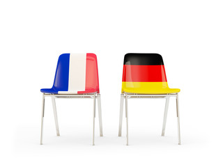 Wall Mural - Two chairs with flags of France and germany