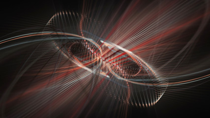 Poster - Abstract background. 3d illustration. Fractal graphics composition of dots, waves and rays of light.