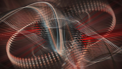 Poster - Abstract background. 3d illustration. Fractal graphics composition of dots, waves and rays of light.
