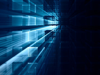 Aufkleber - Abstract blue on black background element. Fractal graphics 3d illustration. Science or technology concept.