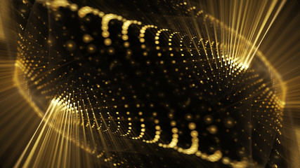 Poster - Abstract background. 3d illustration. Fractal graphics composition of dots, waves and rays of light.
