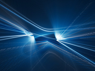Aufkleber - abstract blue background. 3d illustration. fractal graphics composition of rays of light.