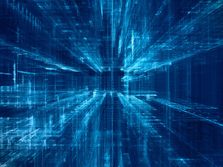 Aufkleber - abstract background. digital data visualization. 3d illustration based on fractal graphics. blue ton